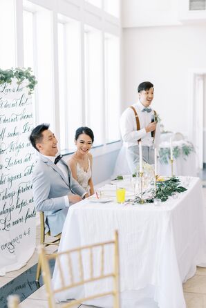 Groomsman Giving Wedding Toast During Speeches at Celebrations at the Bay in Pasadena, Maryland