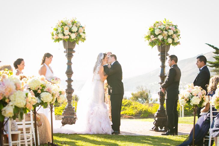 First Kiss at Outdoor Altar