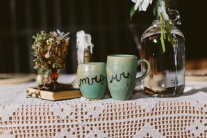 "Mr." and "Mrs." Teal Cups
