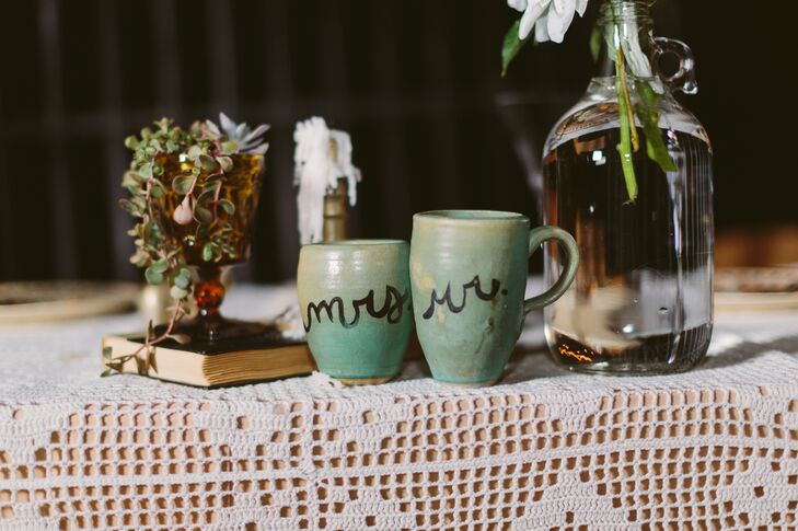 "Mr." and "Mrs." Teal Cups