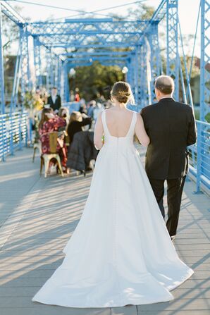 Bride Processing Into Wedding Ceremony on Magnolia Bridge in New Orleans