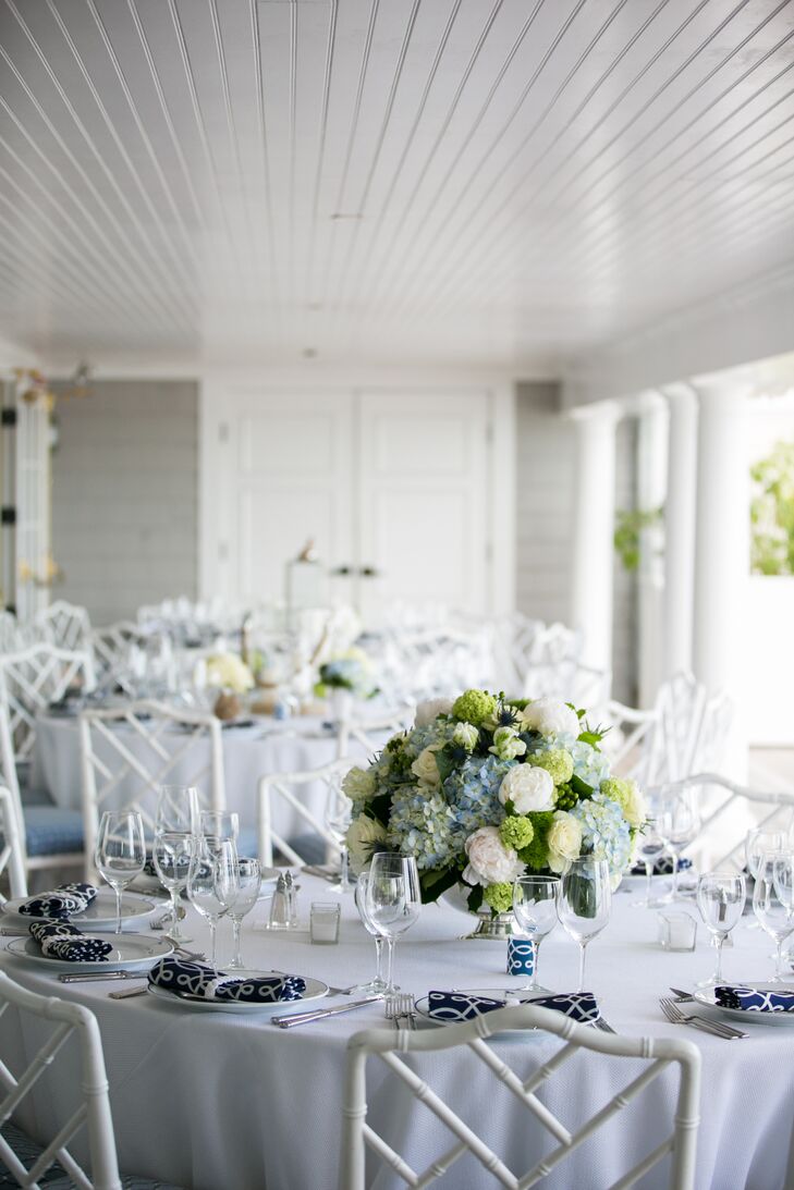 Green and Blue Hydrangea Centerpieces