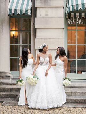 Wedding Party in Long White Dresses