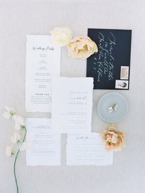 Romantic Navy-and-White Wedding Invitation With Calligraphy