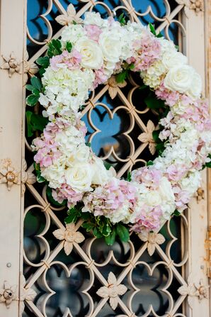 Pale Floral Wreaths on Church Ceremony Doors