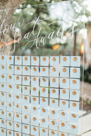 Wax Seal Escort Cards for Reception at The Ivory Oak in Wimberley, Texas