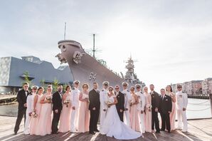 Wedding Party in Front of The USS Wisconsin