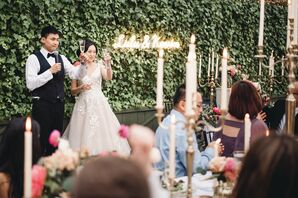 Reception Toasts at Planterra Conservatory in Detroit, Michigan
