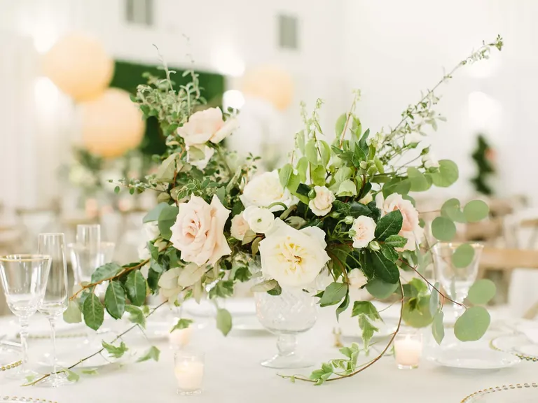 Romantic Rose and Greenery Centerpiece