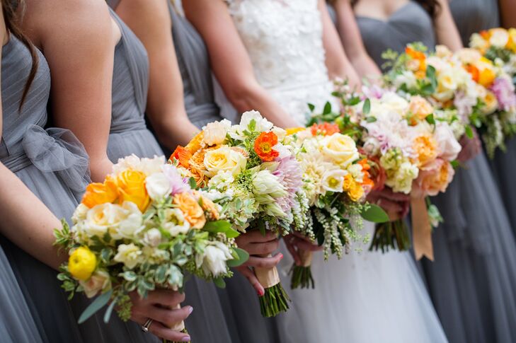 Yellow, Orange and White Wildflower-Inspired Bouquets