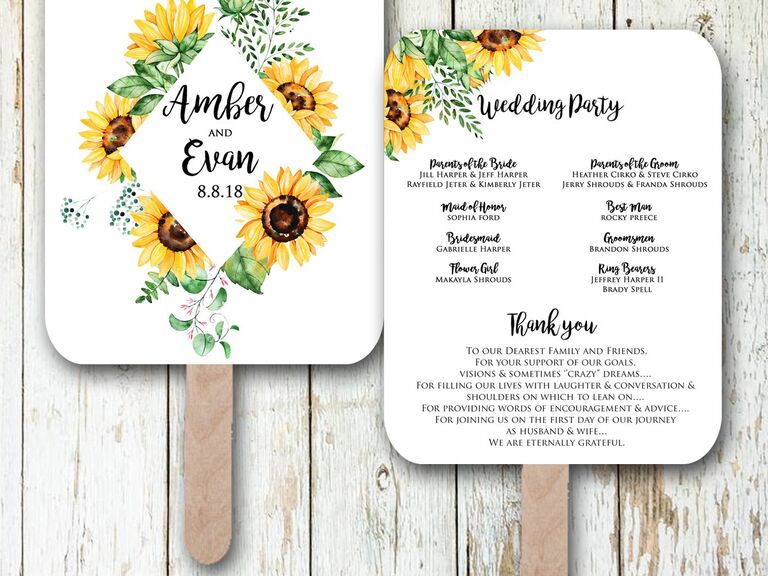 Social Stationery sunflower wedding programs