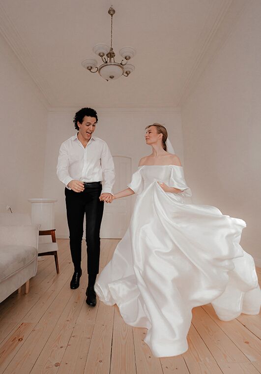 Olivia Bottega Mikado Wedding Dress Rosana with Detachable Train Ball Gown Wedding Dress - 6
