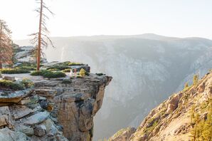 Couple Renewing Vows at Scenic Taft Point at Yosemite, Sweeping Mountain Views