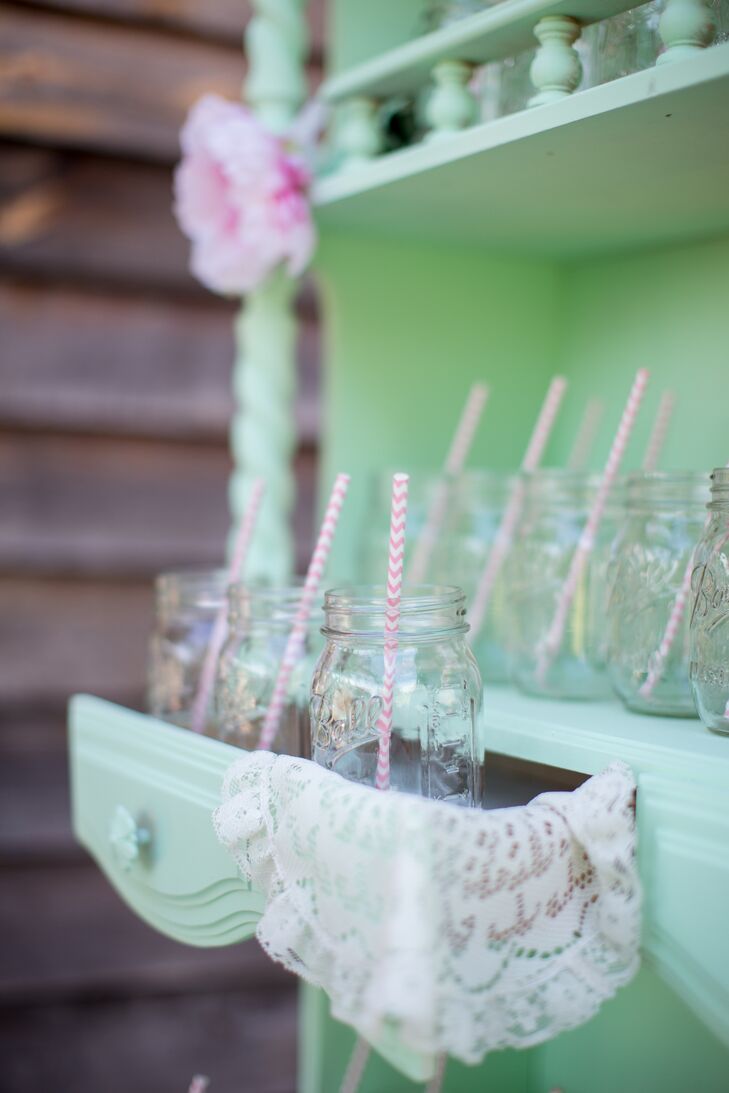 Mason Jars in Vintage Chest of Drawers