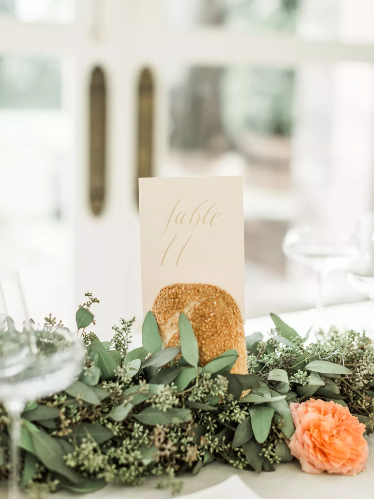 Eucalyptus Table Number display in green and gold