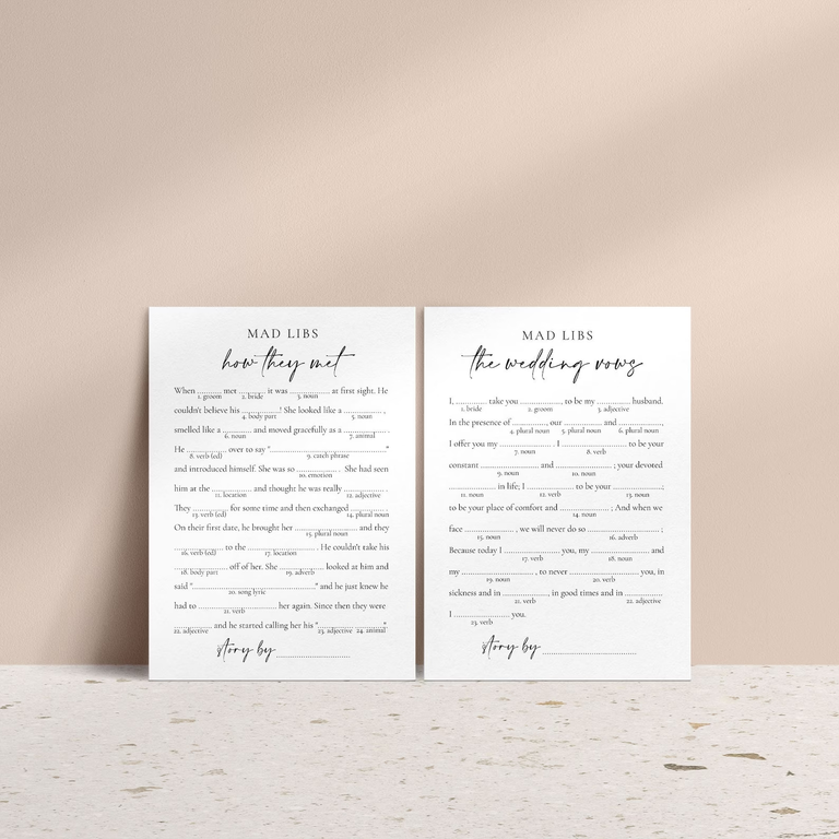 Himeneo Mad Libs Game for the best engagement party game ideas