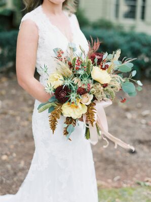 Autumnal Wildflower, Eucalyptus and Rose Bouquet