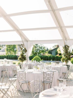 Tented Reception With Wrought Iron Garden Chairs