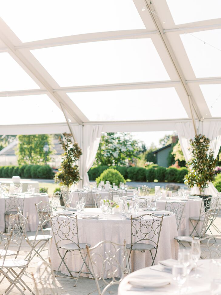 Tented Reception With Wrought Iron Garden Chairs