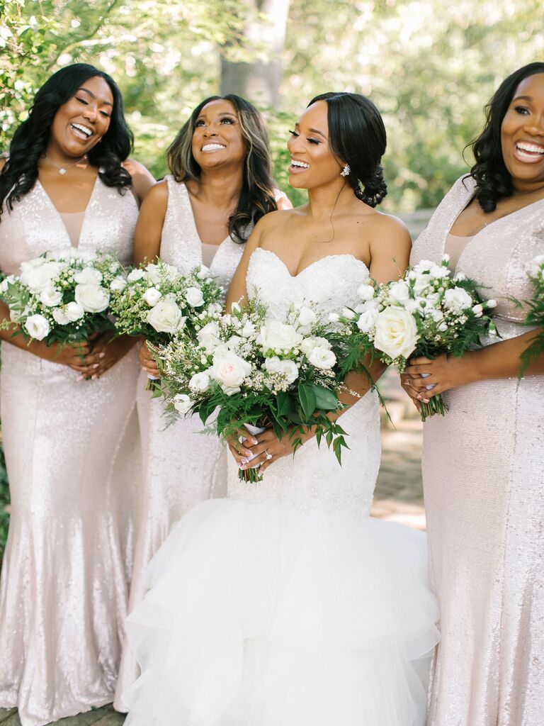 Blush and white wedding attire color palette