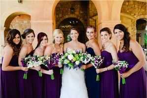 Bride with Bridesmaid Wearing Purple Dresses
