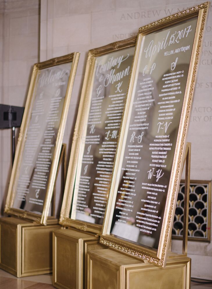 Glamorous Gold Seating Chart Display