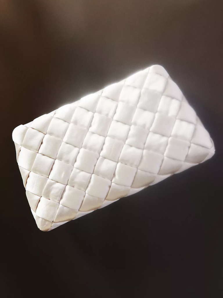 White woven puff bridal clutch from Loeffler Randall