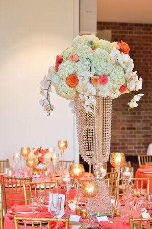 Tall Crystal Draped Hydrangea Centerpieces