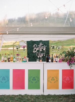 Colorful Custom Jewel-Tone Bar at Wedding Reception