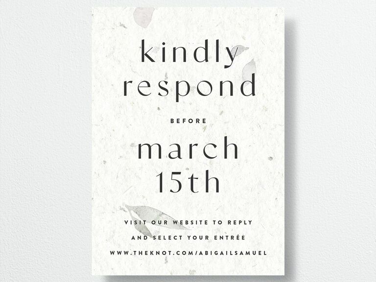 Enclosure card encouraging guests to RSVP digitally 2023 wedding stationery trend