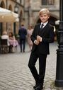 BLACKTIE "Liam" Onyx Black Suit (5-Piece Set) Flower Girl Dress and Ring Bearer Outfit - thumbnail - 1