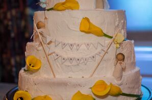 Buttercream Wedding Cake With Yellow Calla Lilies