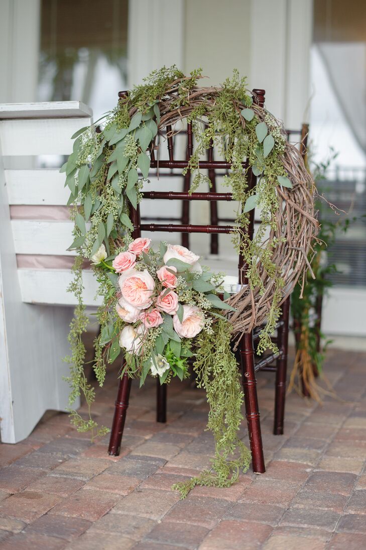 Seeded Eucalyptus, Wood and Garden Rose Wreath