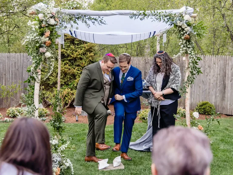 Chuppah With Greenery for Backyard Wedding Ceremony