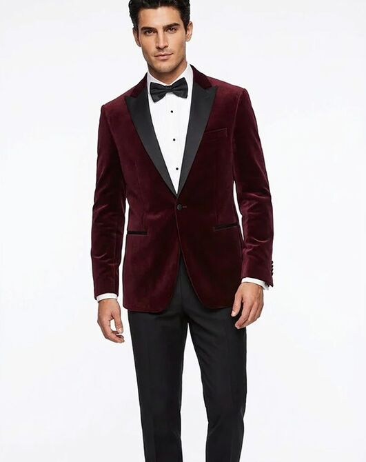 BLACKTIE LIAM Merlot Velvet Wedding Tuxedo Red Tuxedo - 6