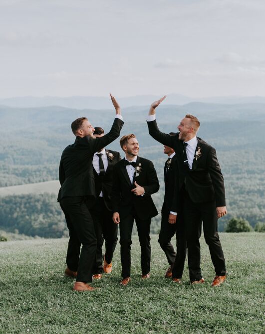 Suit Shop Men's Black Suit Tuxedo - 5