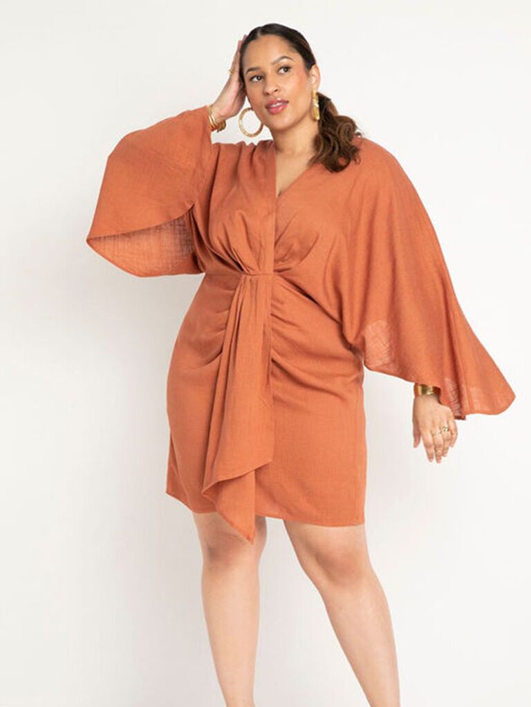 Draped linen mini dress from ELOQUII 