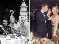 Grace Kelly with her wedding cake, Hilary Duff with her wedding cake