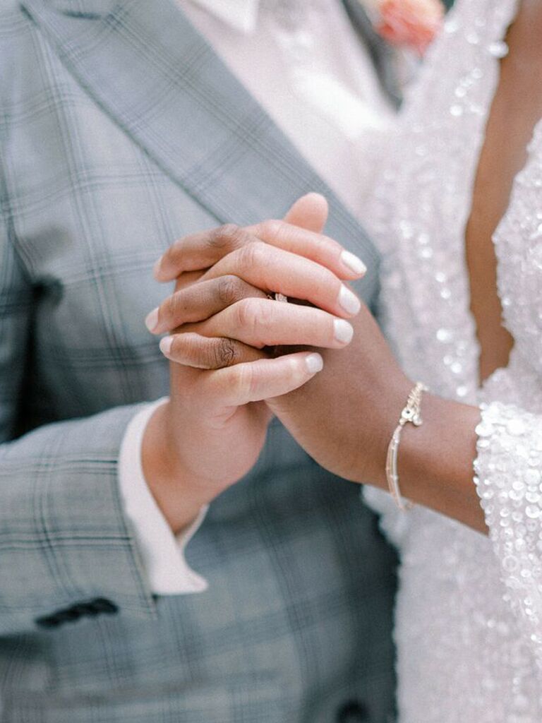 wedding nails couple holding hands