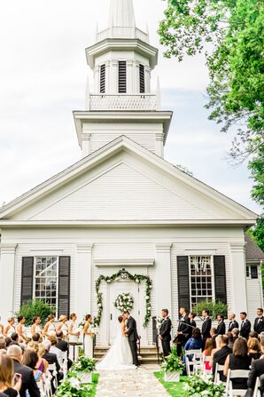 The Bride and Groom Exchanged Wedding Vows Outside St. Christopher-by-the-River in Gates Mills, Ohio