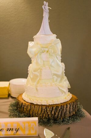 Canary Yellow Swiss-Dot Wedding Cake