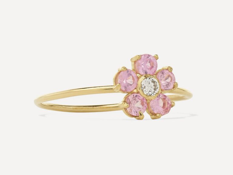 Jennifer Meyer 18K gold, sapphire and diamond flower ring