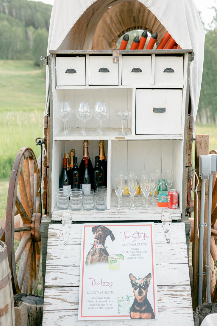 Vintage Wagon Bar at Lynn Britt Cabin in Aspen, Colorado