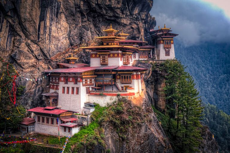 bhutan photo for a honeymoon of a rainbow and mountains and beautiful landscape
