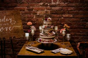Naked Cake with Floral Accents at Brooklyn, New York, Wedding