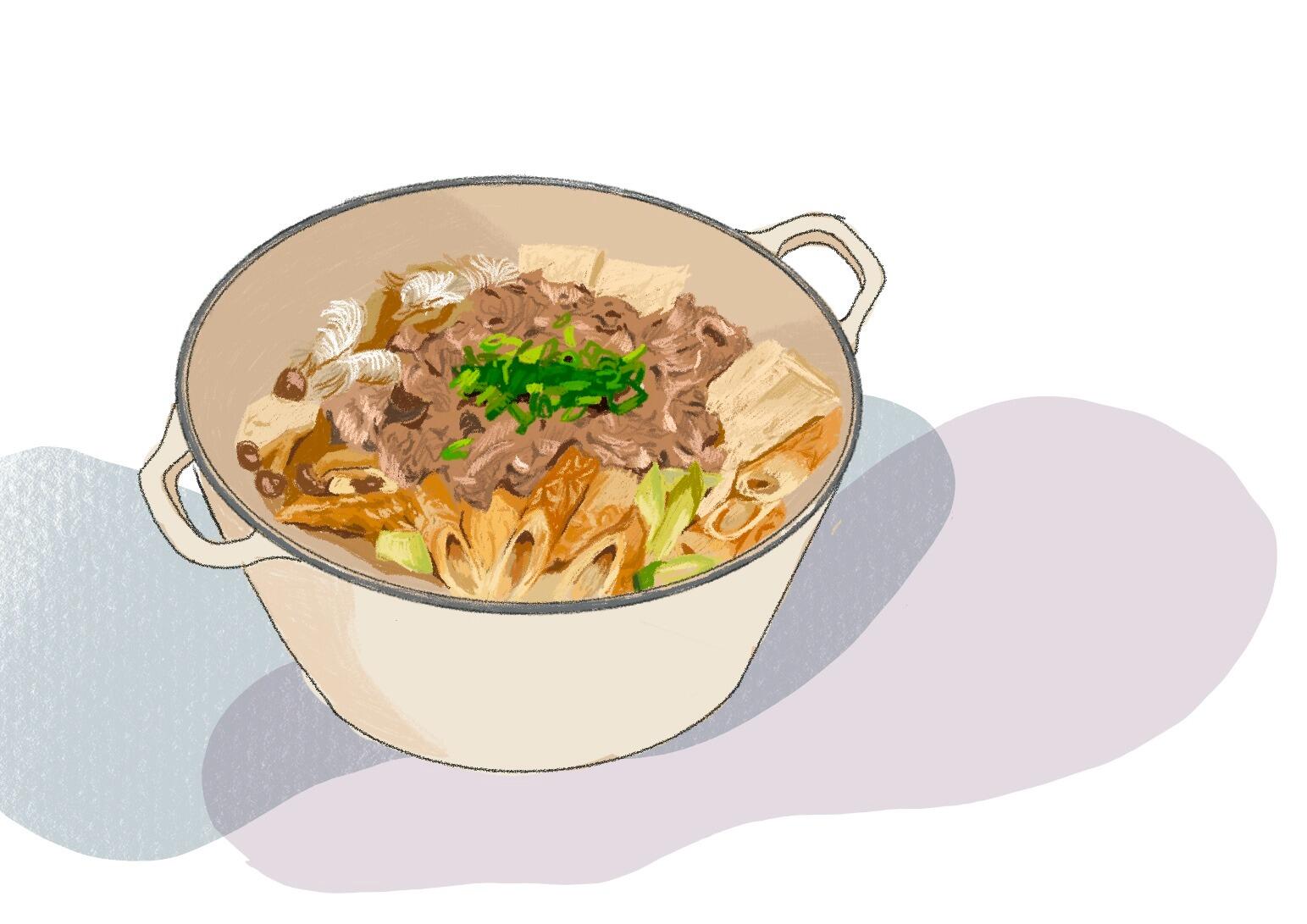 Kai: It quickly fell into winter after we met, both of us absolutely despise London winters. The dreary cold and the short days is enough to make even the brightest soul depressed. But, if there's one thing that makes it bearable, it's a hearty soupy dish, like Emily's Sukiyaki.