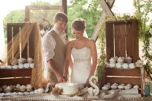 Single-Tier White Buttercream Rustic Wedding Cake