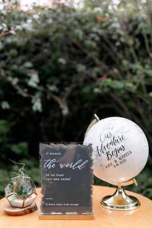 Painted Globe Guest Book for Wedding at South Congress Hotel in Austin, Texas