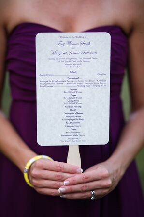 Purple and White Wedding Program Fans