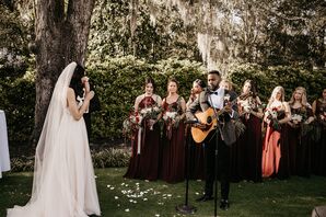 Musical Performance During Rustic Wedding at Wrightsville Manor in North Carolina